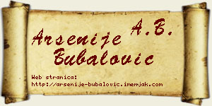 Arsenije Bubalović vizit kartica